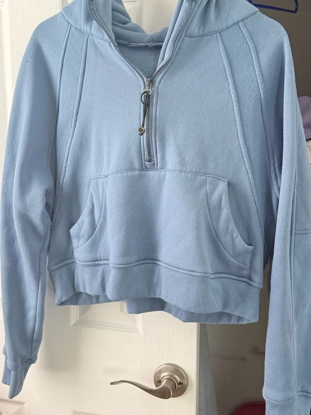 lululemon athletica Powder Blue Cropped Half-Zip Hoodie